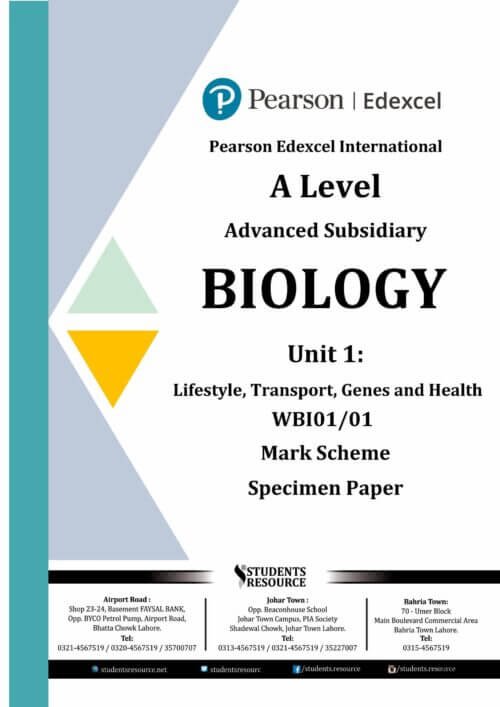 Pearson Edexcel IAL WBI01 Biology Unit 1