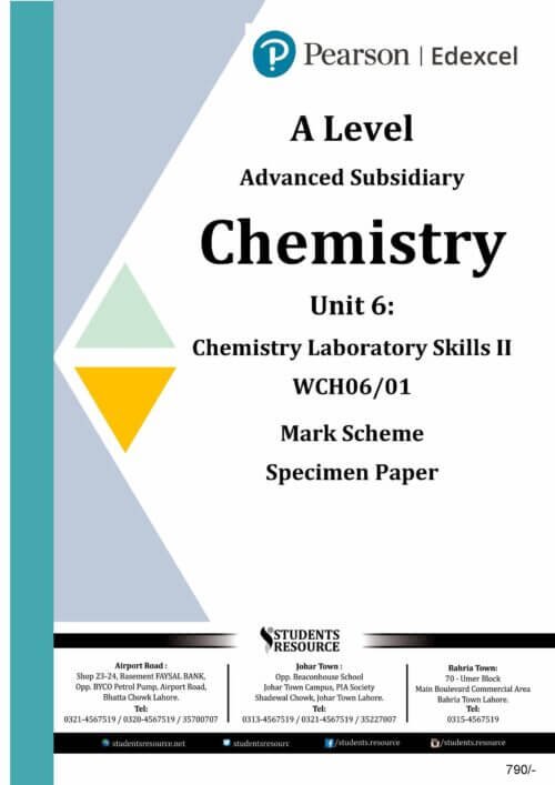 Pearson Edexcel IAL WCH06 Chemistry Unit 6