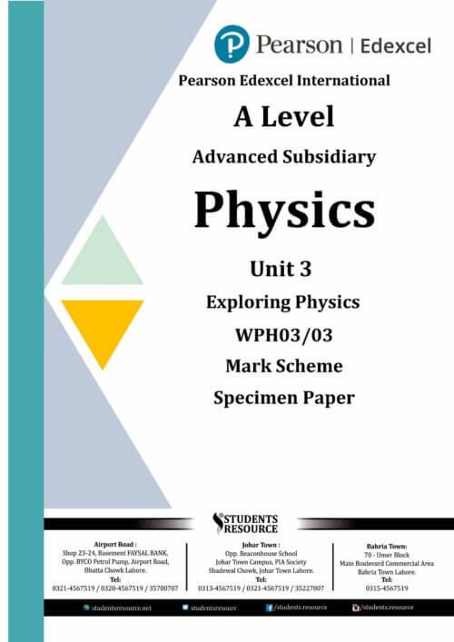 Pearson Edexcel IAL WPH03 Physics Unit 3